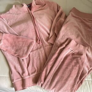 Fashion Nova Blush Velour Hoodie Set